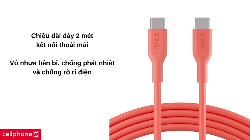 Vỏ nhựa bền bỉ, độ dài 2 mét kết nối thoải mái