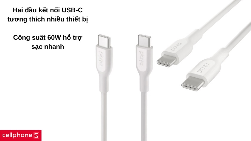 Hai cổng USB-C với công suất 60W hỗ trợ sạc nhanh