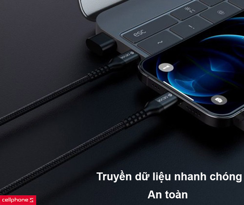 Cáp Devia sạc nhanh USB-C to Lightning bọc dù dài 1.5m