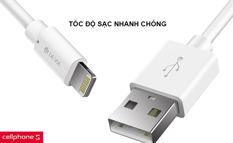 Đánh giá tốc độ sạc Cáp Devia Kintone Series Lightning USB 1M