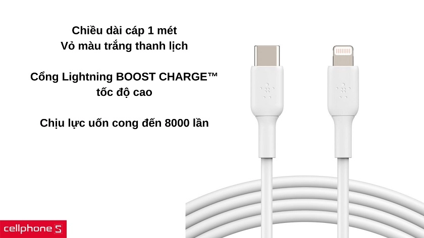 Chiều dài 1 mét với độ bền ấn tượng giúp sử dụng lâu dài
