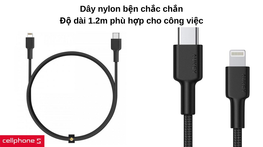 Thiết kế bện dây nylon bền chắc, độ dài 1.2 mét đáp ứng công việc hiệu quả
