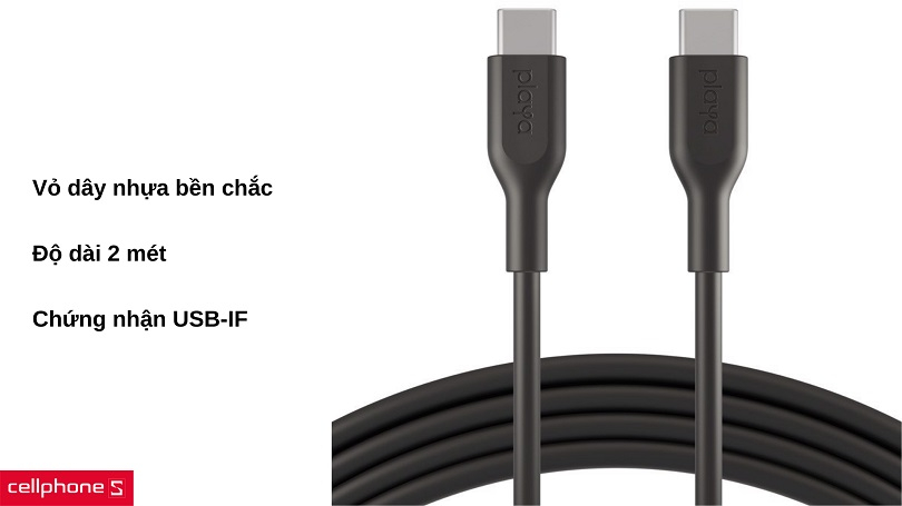 Độ dài 2 mét, vỏ nhựa đen bền bỉ