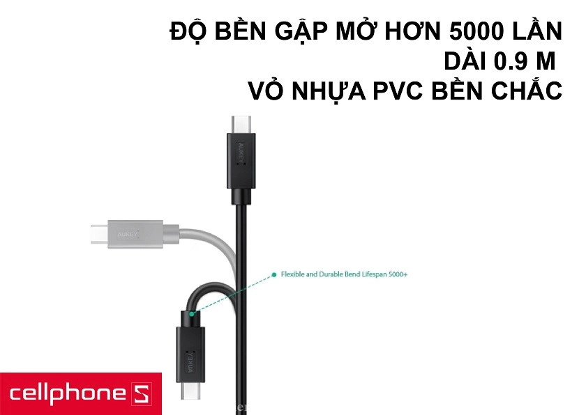 Thiết kế dây cáp nhựa chắc chắn với độ dài 0.9m, hỗ trợ nhiều thiết bị hiện đại