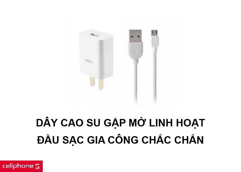 Dây cao su có độ uốn cong và gập mở linh hoạt cùng đầu sạc chắc chắn