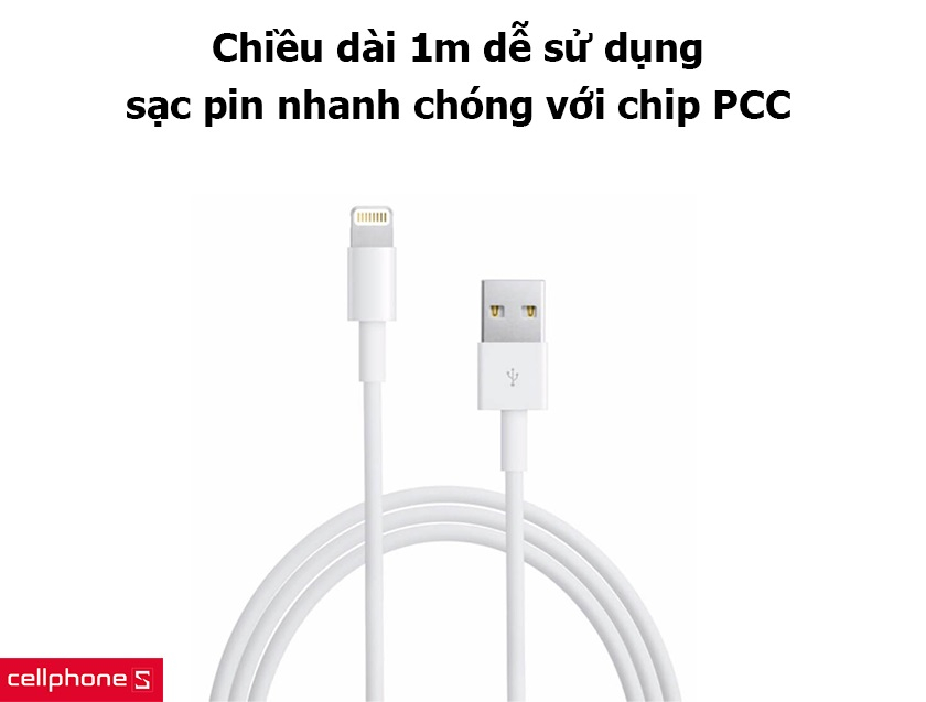 Cáp sạc Lightning Pisen – chiều dài 1m, sạc pin nhanh chóng với chip PCB