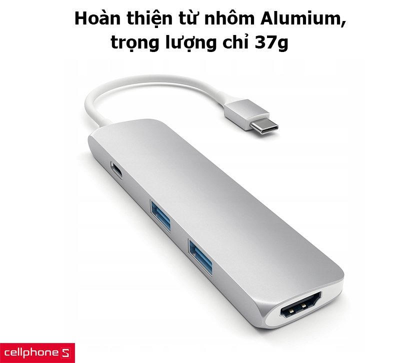 Hoàn thiện từ nhôm Alumium, trọng lượng chỉ 37g