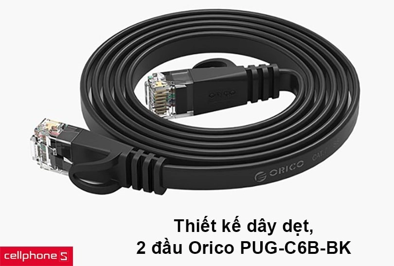 Thiết kế dây dẹt, 2 đầu Orico PUG-C6B-BK