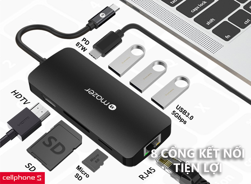 5 cổng USB-A và 1 cổng USB-C