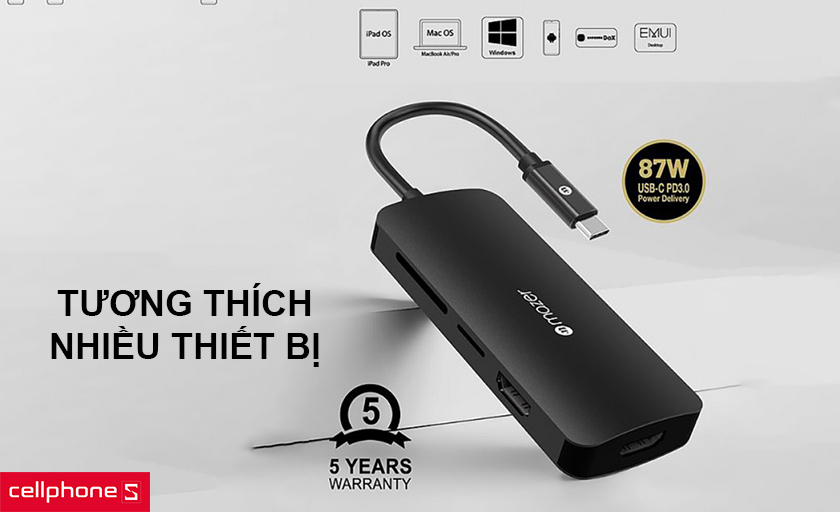 8 cổng chuyển đổi, tương thích nhiều thiết bị