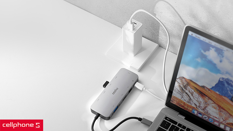Hub chuyển đổi Rapoo USB-C 10 trong 1 XD200C - Hỗ trợ kết nối đa năng