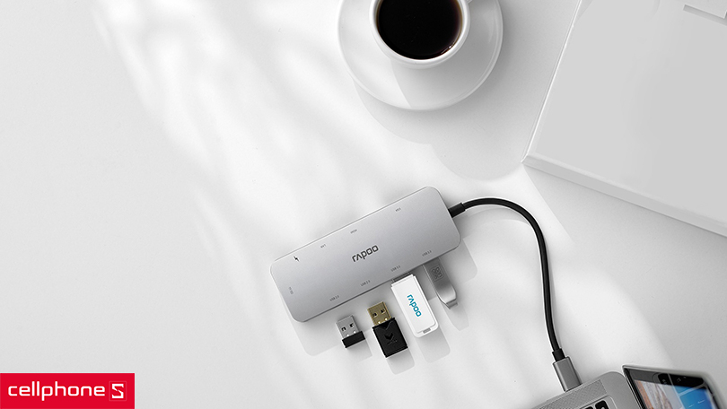 Hub chuyển đổi Rapoo USB-C 10 trong 1 XD200C với độ bền cao