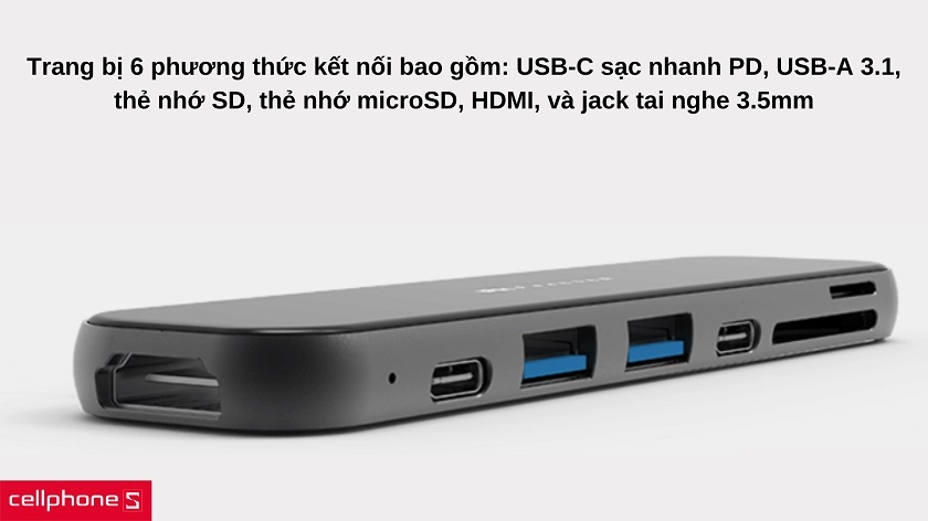 Trang bị 6 cổng với phương thức kết nối đa dạng và sạc nhanh cho MacBook