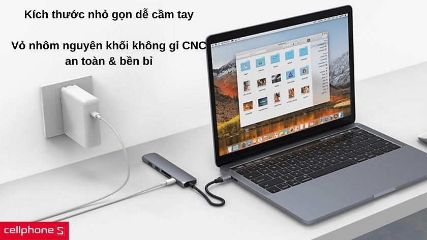 Thiết kế dạng thanh cầm gọn nhẹ, vỏ nhôm nguyên khối không gỉ CNC cao cấp