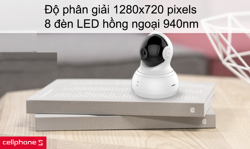 Độ phân giải 1280x720 pixels, 8 đèn LED hồng ngoại 940nm