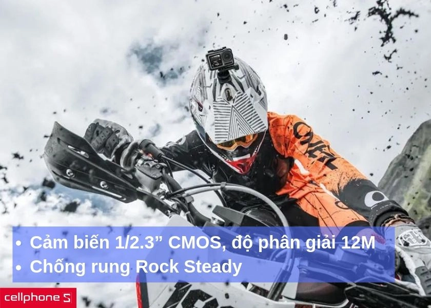Osmo Action với cảm biến 1/2.3” CMOS, độ phân giải 12M, công nghệ chống rung Rock Steady