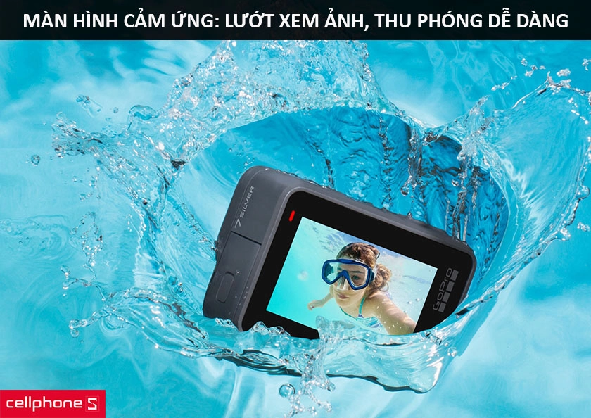 GoPro 7 Hero được trang bị màn hình cảm ứng để bạn thuận tiện vuốt xem ảnh