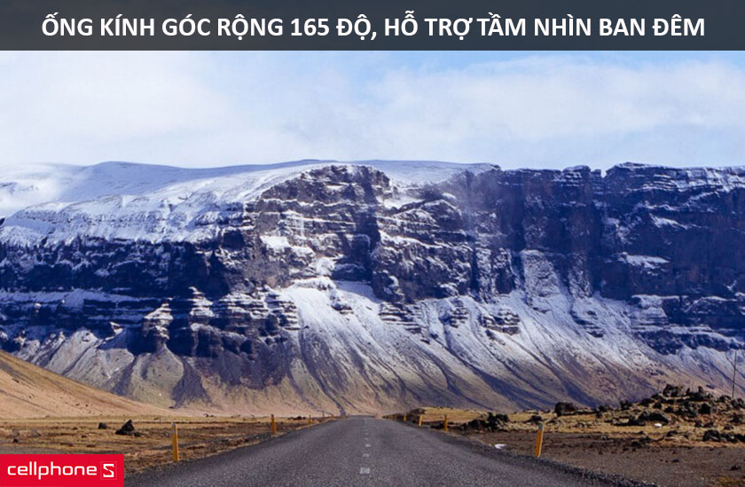 Vùng phủ sóng rộng với ống kính góc 165 độ, hỗ trợ tầm nhìn ban đêm