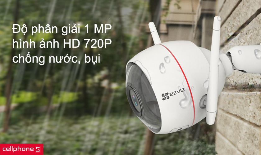 Độ phân giải 1 Megapixel chuẩn H.264, hình ảnh HD 720P, chống nước, bụi