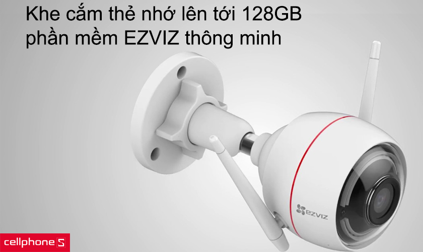 Khe cắm thẻ nhớ lên tới 128GB, phần mềm EZVIZ thông minh