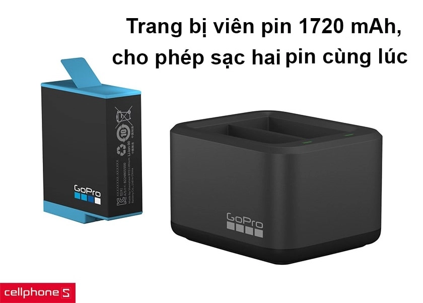 Trang bị viên pin, cho phép sạc hai viên pin cùng lúc