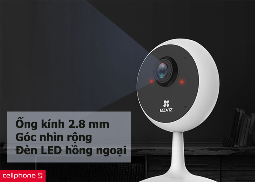 Được trang bị ống kính 2.8 mm có góc nhìn rộng cùng cảm biến 1/4" Progressive CMOS 