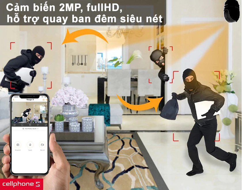 Cảm biến 2MP, fullHD, hỗ trợ quay ban đêm siêu nét