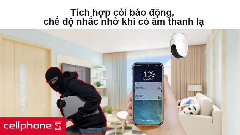 Tích hợp còi báo động, chế độ nhắc nhở khi có âm thanh lạ