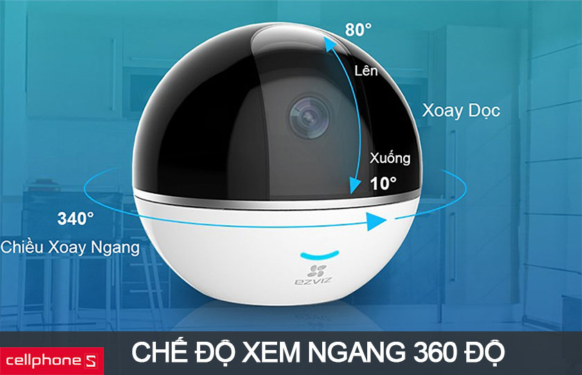 khả năng bao quát xem toàn vùng mở rộng với các góc quay ngang 340 độ, quay dọc lên trên 80 độ