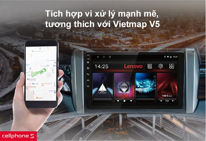Màn hình giải trí Android Lenovo + Vietmap D1 Pro 10 inch