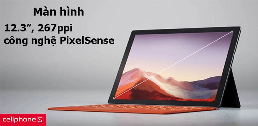 Màn hình kích thước 12.3 inch, mật độ điểm ảnh 267ppi, công nghệ PixelSense thế hệ thứ 2