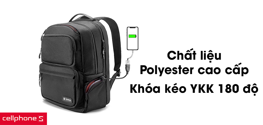 Chất liệu Polyester cao cấp, khóa kéo YKK 180 độ
