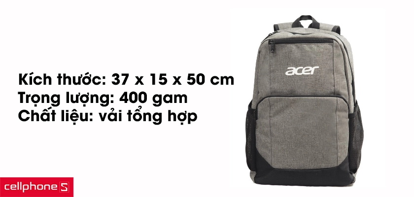 Thiết kế gọn nhẹ, chất liệu vải tổng hợp chắc chắn