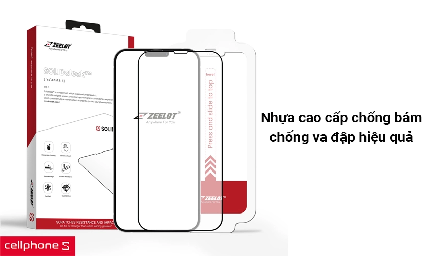 Dán cường lực nhám iPhone 13/13 Pro Zeelot SOLIDsleek kèm kit dán
