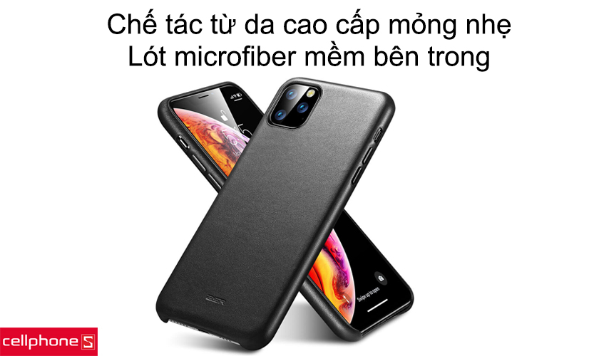 Chế tác từ da cao cấp mỏng nhẹ, lót microfiber mềm bên trong