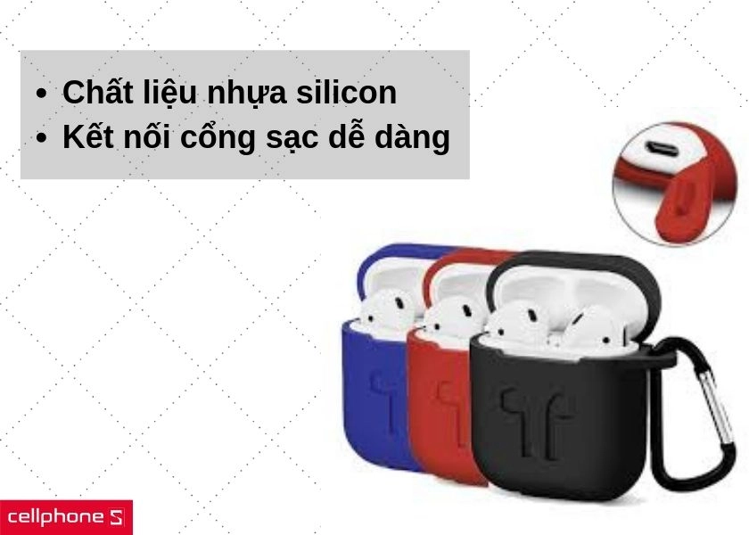 Chất liệu nhựa silicon bền bỉ, chống và đậm tốt cùng khả năng kết nối cổng sạc dễ dàng