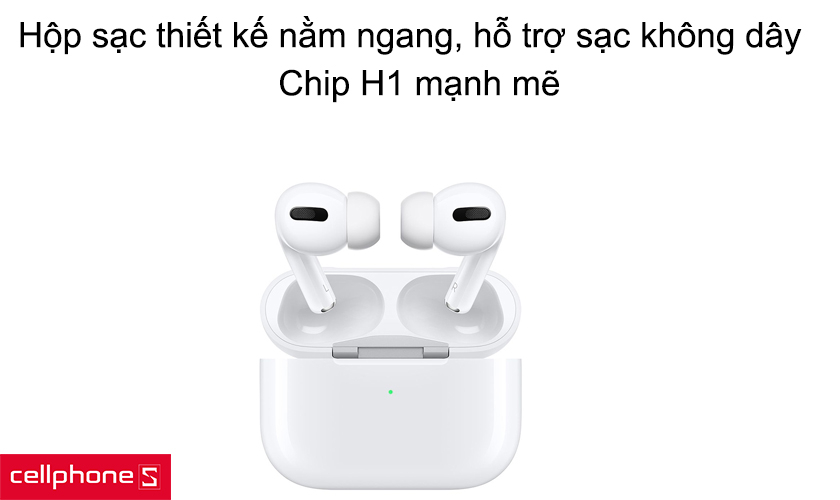 Hộp sạc thiết kế nằm ngang, hỗ trợ sạc không dây chuẩn Qi, Chip H1 mạnh mẽ