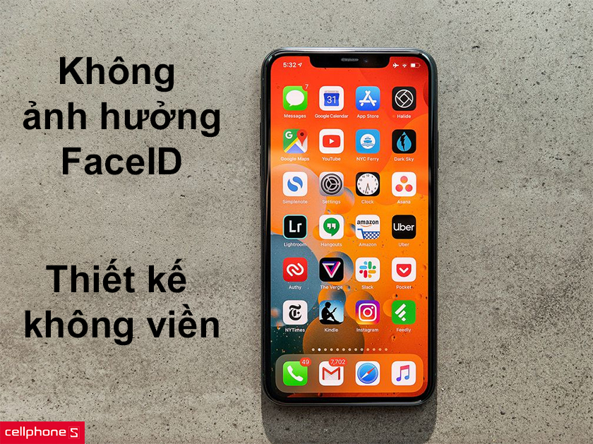 Thiết kế không viền, không ảnh hưởng Face ID
