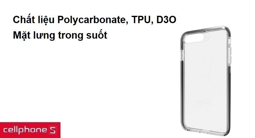 Chất liệu Polycarbonate, TPU, D3O, mặt lưng trong suốt
