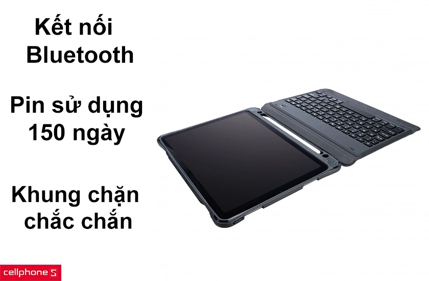 Bàn phím kết nối qua bluetooth, khung chặn chắc chắn