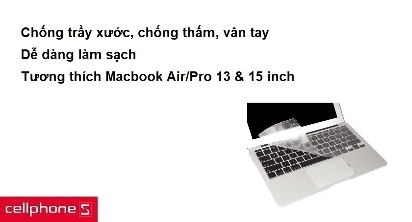 Chống trầy xước, chống thấm, vân tay, dễ dàng làm sạch, tương thích Macbook Air/Pro 13 & 15 inch