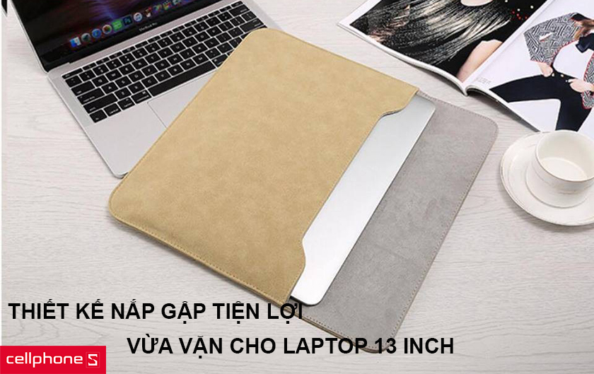 Thiết kế nắp gập tiện lợi, dây kéo linh hoạt, vừa vặn cho thiết bị 13 inch