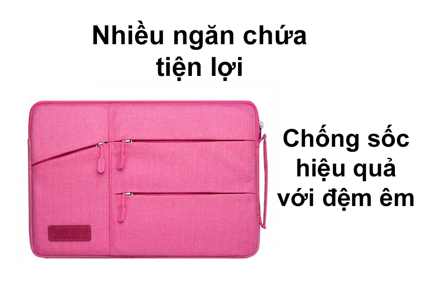 Nhiều ngăn chứa tiện lợi, chống sốc hiệu quả với lớp đệm êm