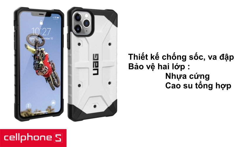 Thiết kế ôm khít với hai lớp bảo vệ : nhựa cứng và cao su tổng hợp