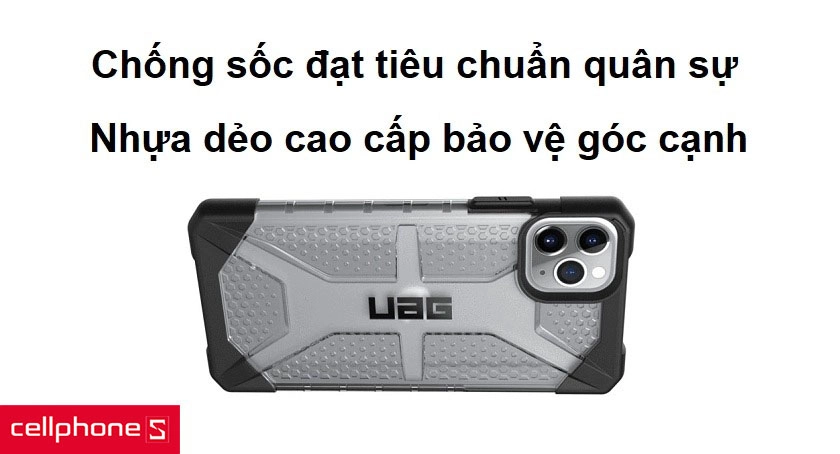 Khả năng chống sốc đạt tiêu chuẩn thử nghiệm thả quân sự, nhựa dẻo cao cấp giúp bảo vệ các góc cạnh
