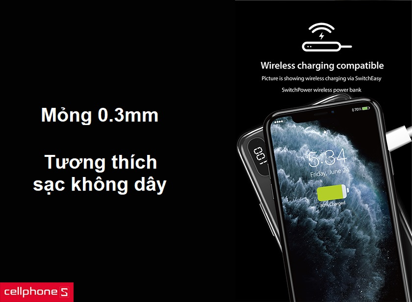 Độ mỏng 0,3mm, sạc không dây hiện đại