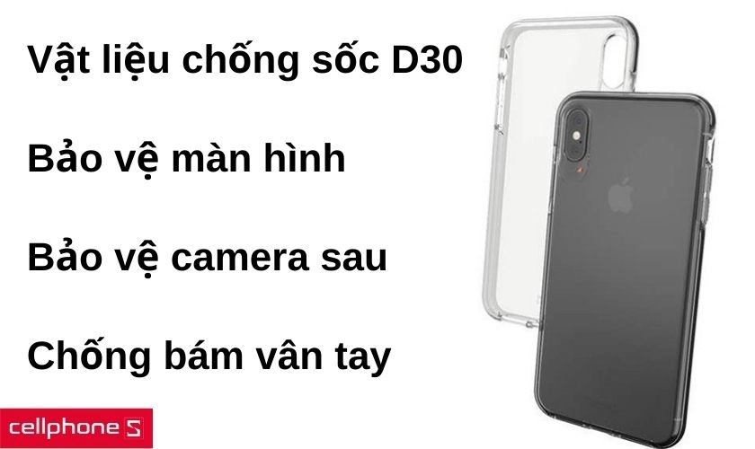 Chất liệu chống sốc D30 và nhựa TPU mềm dẻo, đàn hồi tốt