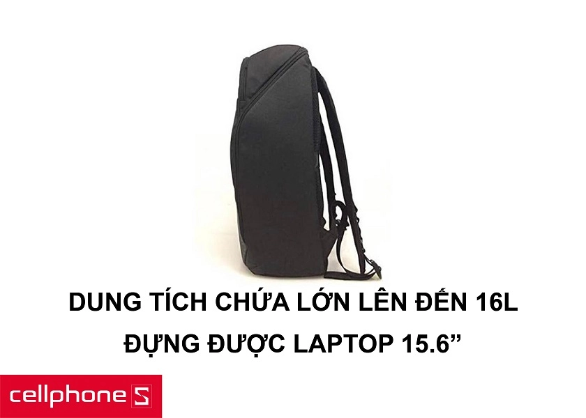 Dung tích chứa đựng lên đến 16L cùng khả năng đựng được laptop 15.6 inches trở xuống