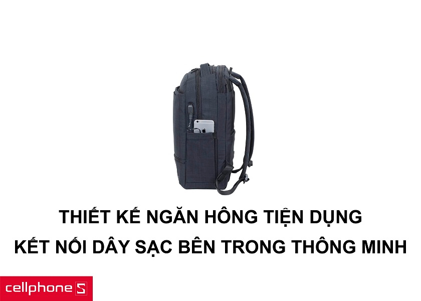 Ngăn hông thiết kế đựng đồ thông minh cùng cổng kết nối dây sạc thuận tiện