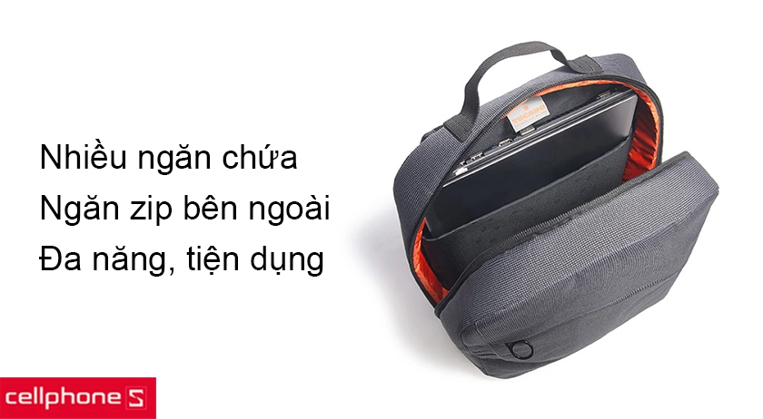 Nhiều ngăn chứa, ngăn zip giúp đựng được nhiều vật dụng, phụ kiện